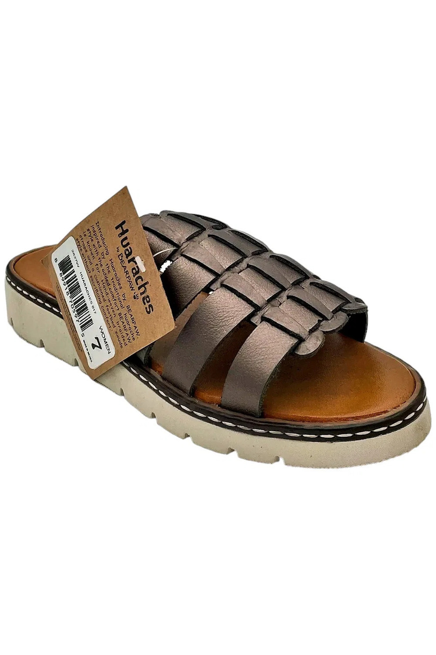 BEARPAW Vanessa Leather Huaraches Sandal Gunmetal - Medium